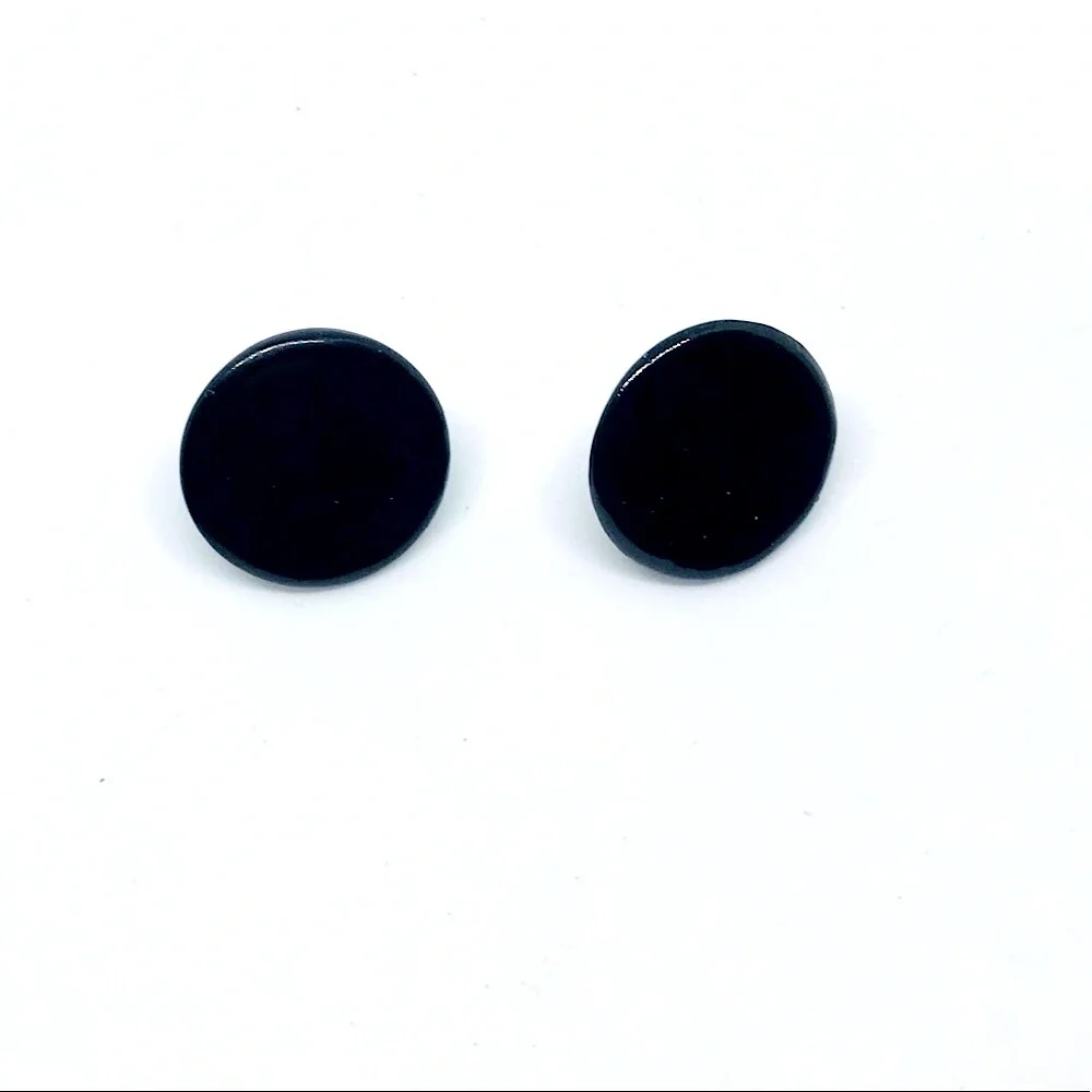 Black Vintage Deadstock Stud Button Look Earrings Deadstock NEW never used Rare
